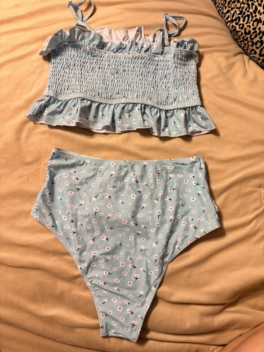 Light Blue Floral Two-Piece Swim Set